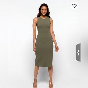 XS olive green midi dress